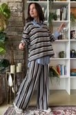 Marlowe Stripe Wide Leg Lounge Trouser Chocolate 